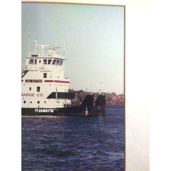 Framed Matted Photo Ingram Barge Les Sutton Barge River Mississippi - Picture 5 of 9